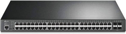 TP-Link 52 Port Gigabit L2+ Managed PoE Switch, 384W Power Budget, 48x RJ45 Ports, 4 x SFP Slots, PoE Auto Recovery, Omada SDN Integrated, IPv6, Static Routing, Black | TL-SG3452P