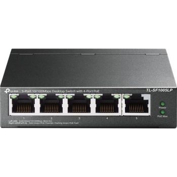 TP-Link TL-SF1005LP Desktop Switch w/4-Port PoE, 5-10/100 Mbps RJ45, 41W power, 1Gbps capacity, IEEE 802.3af, 250m Poe, Plug&Play | TL-SF1005LP (UN)