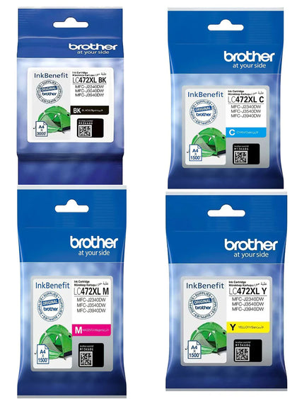 Brother LC472XL High Capacity 4-Color Ink Cartridge Set for Brother MFC-J2340DW Printer