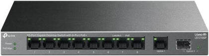 TP-Link 10-Port Gigabit Desktop Switch with 8-Port PoE+, 9x Gigabit Auto-Negotiation RJ45 Ethernet Ports & 1x Gigabit SFP Port Provide Up to 20 Gbps Switching Capacity, Black | LS1210GP