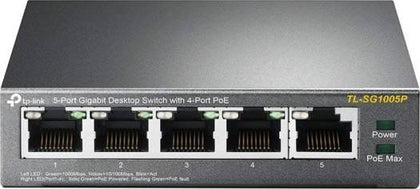 TP-Link 5 Port Gigabit Ethernet PoE Desktop Switch with 4 Ports, 55W | TL-SG1005P