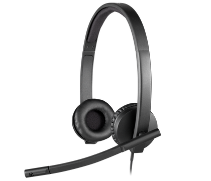 Logitech H570e USB Stereo Headphones, 30mm Driver Size, 1.9m Cable Length, Black | 981-000575