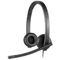 Logitech H570e USB Stereo Headphones, 30mm Driver Size, 1.9m Cable Length, Black | 981-000575