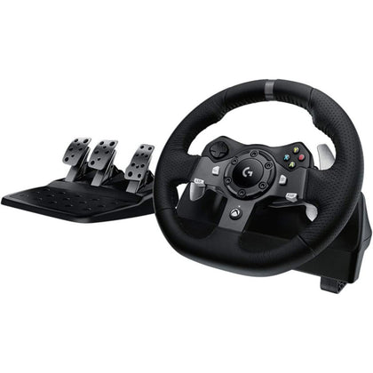 Logitech G920 Driving Force Racing Wheel And Floor Pedals, Real Force Feedback, Stainless Steel Paddle Shifters, Leather Steering Wheel Cover For Xbox Series X/S, Xbox One, PC, Mac - Black