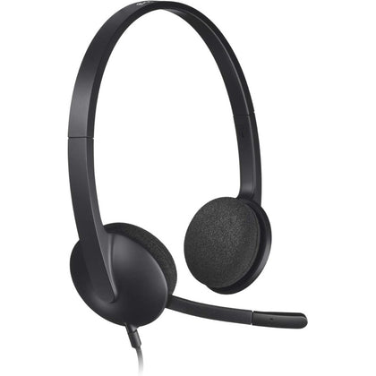 Logitech H340 Wired Headset, Stereo Headphones With Noise Cancelling Microphone, USB, PC/Mac/Laptop Black, 981-000507, 981-000475, S, M, L