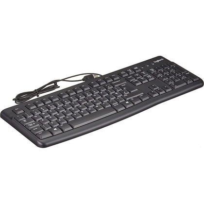 Logitech K120 Wired Business Keyboard For Windows Or Linux, USB Plug-And-Play, Full-Size, Spill Resistant, Curved Space Bar, PC/Laptop, QWERTY UK Layout - Black