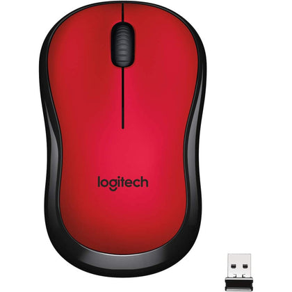 Logitech M220 Wireless Mouse, Silent Buttons, 2.4 GHz With USB Mini Receiver, 1000 DPI Optical Tracking, 18-Month Battery Life, Ambidextrous PC / Mac / Laptop - Red