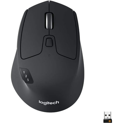 Logitech M720 Triathalon Multi-Device Wireless Mouse Easily Move Text, Images And Files Between 3 Windows And Apple Mac Computers Paired With Bluetooth Or USB, Hyper-Fast Scrolling, Black