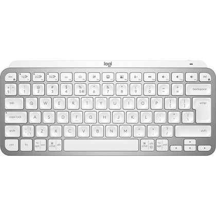 Logitech MX Keys Mini Minimalist Wireless Illuminated Keyboard, Compact, Bluetooth, Backlit, USB-C, Compatible With Apple MacOS, IOS, Windows, Linux, Android, Metal Build, US Intl Layout - Pale Grey