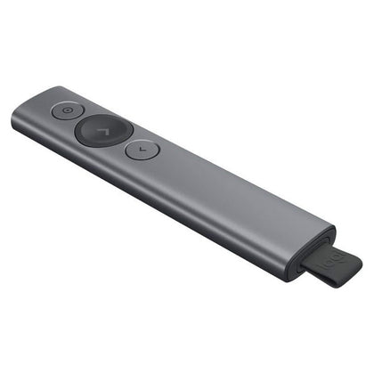 Logitech Spotlight Presentation Remote Advanced Digital Highlighting With Bluetooth, Universal Presenter Clicker, 30M Range And Quick Charging, Grey