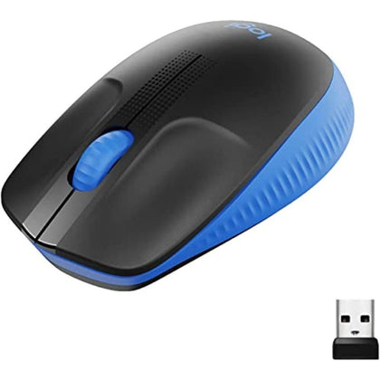 Logitech Wireless Mouse M190,Full Size Ambidextrous Curve Design,18-Month Battery With Power Saving Mode, USB Receiver,Precise Cursor Control And Scrolling,Wide Scroll Wheel,Scooped Buttons-Black/Blue