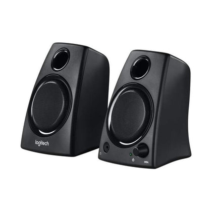 Logitech Z130 PC Speakers, Full Stereo Sound, Strong Bass, 10 Watts Peak Power, 3.5mm Audio Input, Headphone Jack, Volume Controls, UK Plug, Computer/TV/Smartphone/Tablet - Black