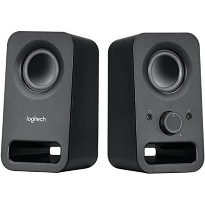 Logitech Z150 Compact Multimedia Stereo Speakers, EU PLUG, 3.5mm Audio Input, Integrated Controls, Headphone Jack, Computer/Smartphone/Tablet/Music Player - Midnight Black