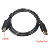 1.8m HD 1080P Display Port DP Male to HDMI Male AV Cable Adaptor for PC Laptop