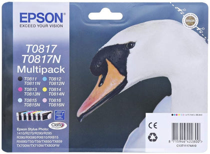 2-Pack Epson T0817 Multi LaserJet Stylus Photo 1410 / R270 / R290 Series